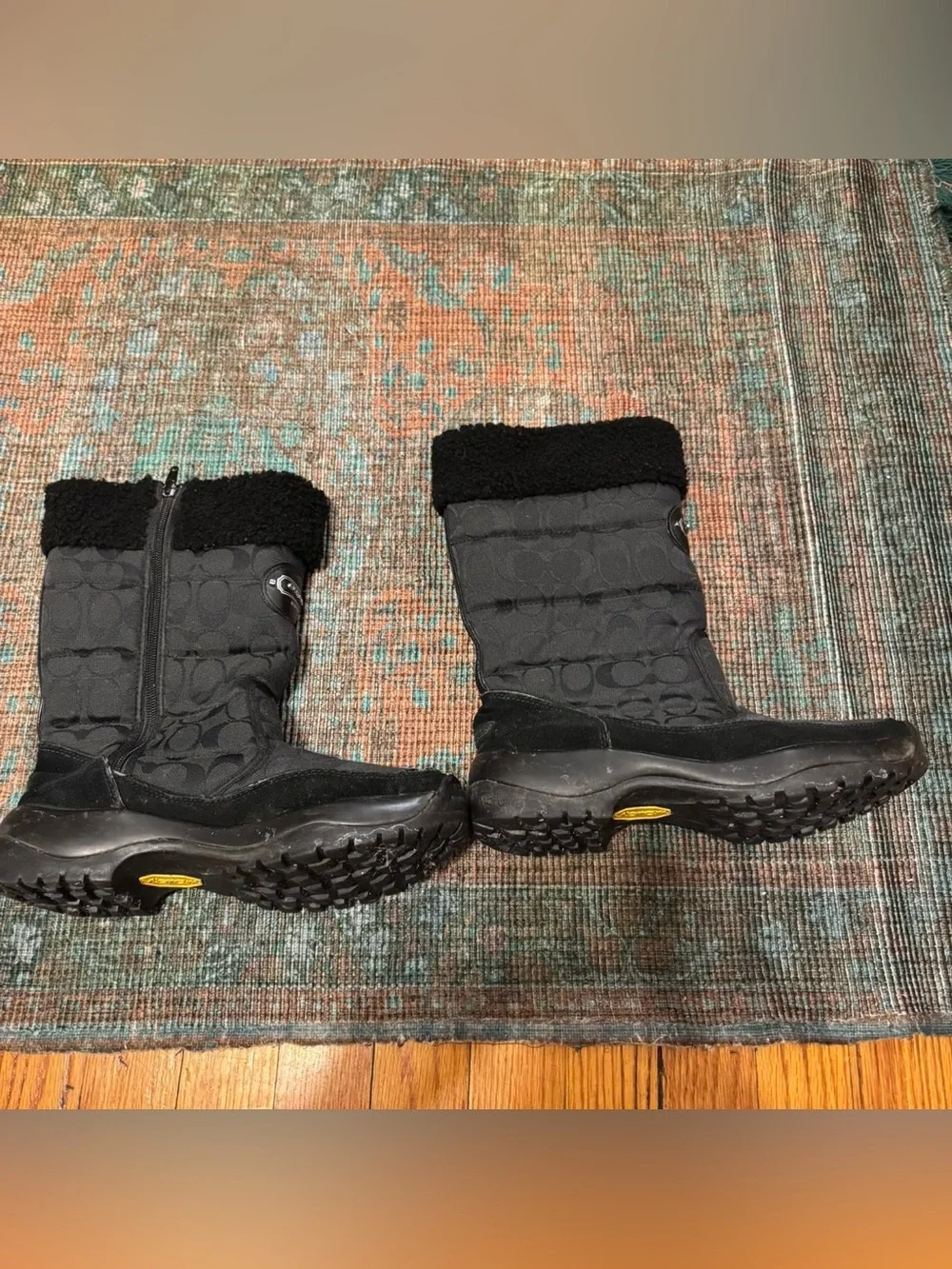 Coach Black Winter Boots with Faux Shearling
